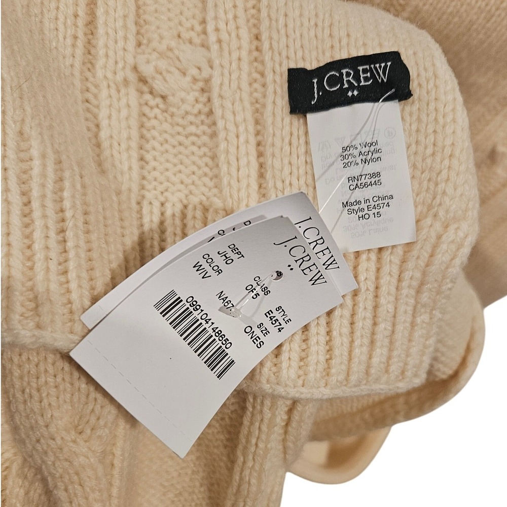 J. Crew Cable Knit Wool Blend Scarf Cream One Size NWT - Picture 2 of 3